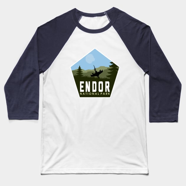 Endor National Park Baseball T-Shirt by AngryMongoAff